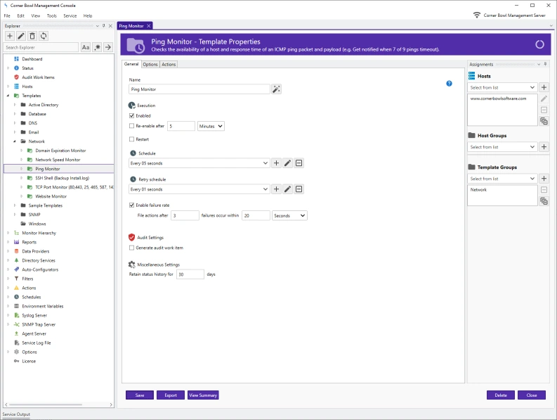 Failure Rate Template Properties